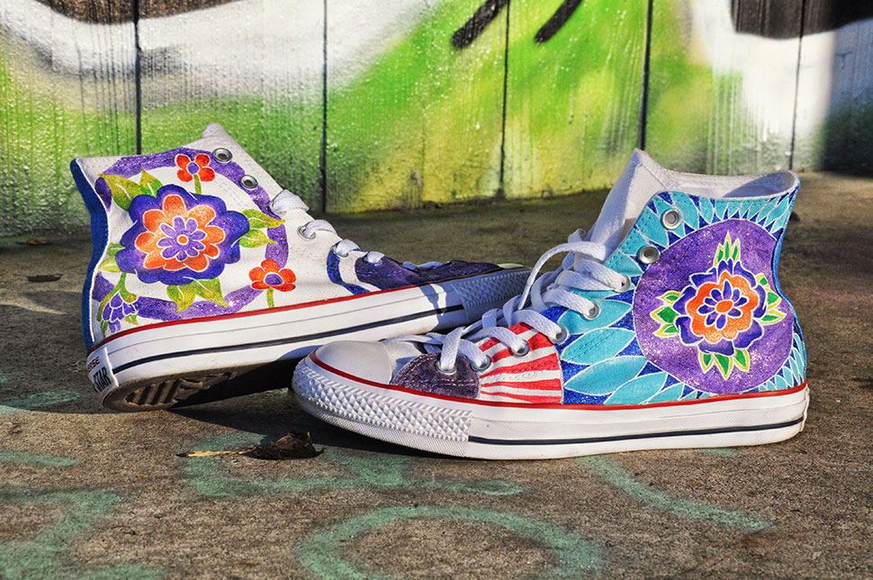 Detailaufnahme Blumenschuhe